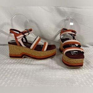 Salvatore Ferragamo Cork Platform Sandals Rust Pink Size 5